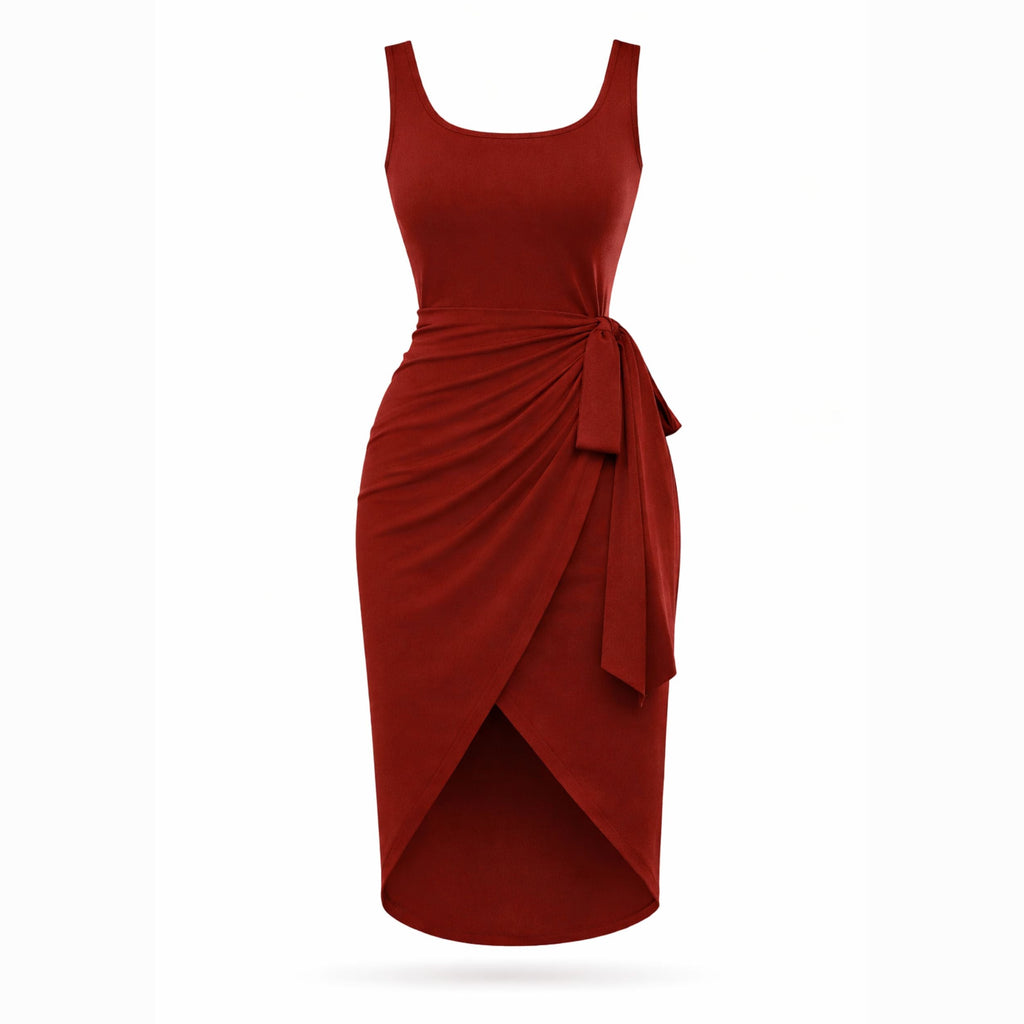 Women's Tie-Side Maxi Dress - Elegant Flowing Style for Casual Wear