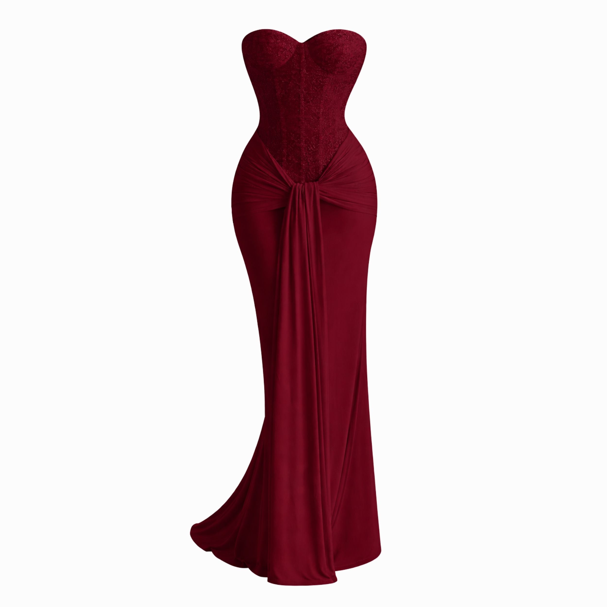 Strapless Ribbon Waist Evening Dress | Elegant Long Gown for Women