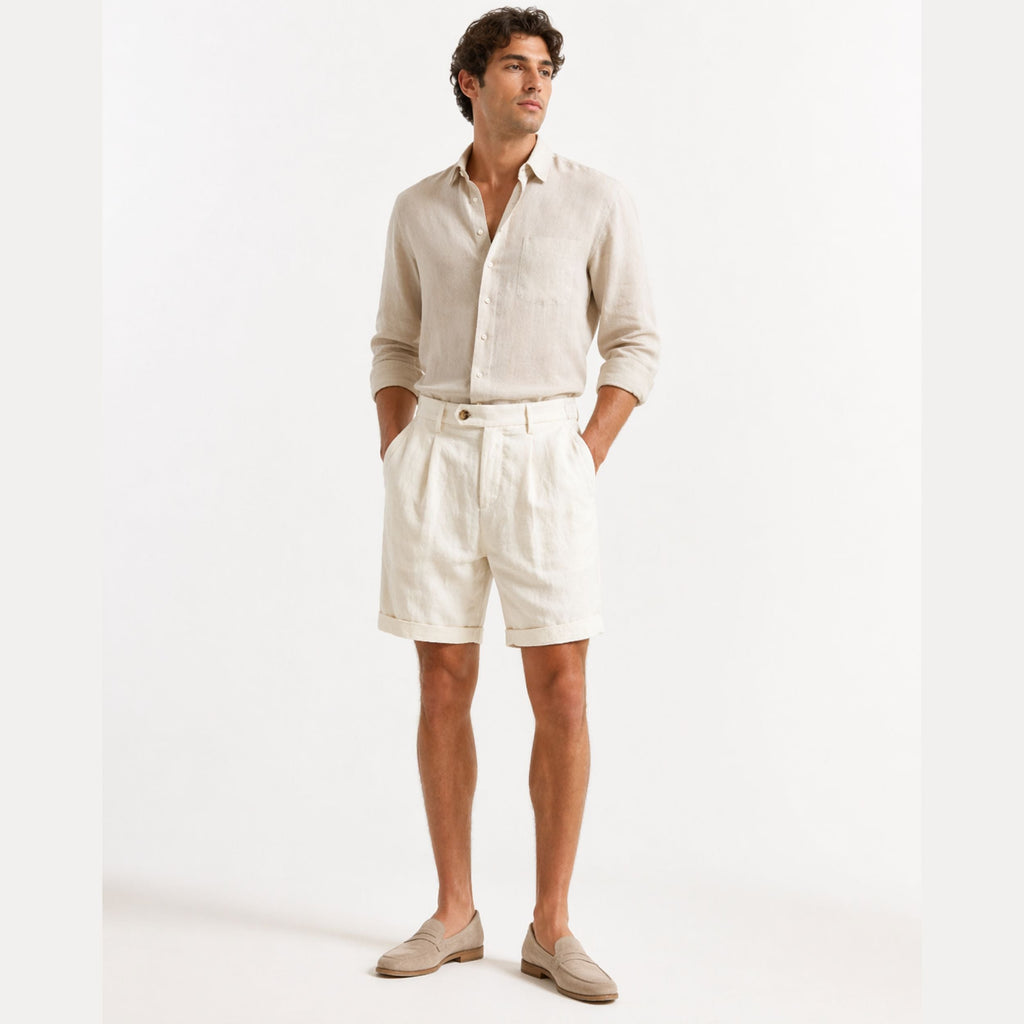 Men's Lyocell Cotton Tailored Shorts - Classic Summer Style for Casual Wear