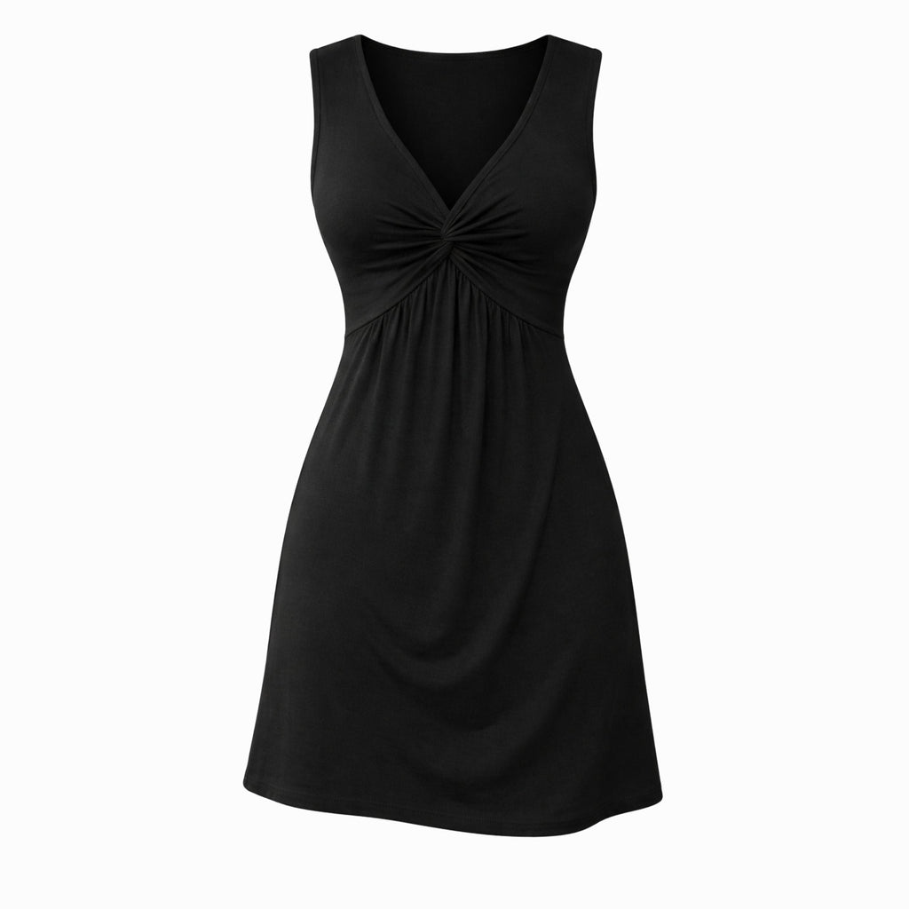 Twist Pattern Sleeveless Short Dress | Casual Summer Style for Women
