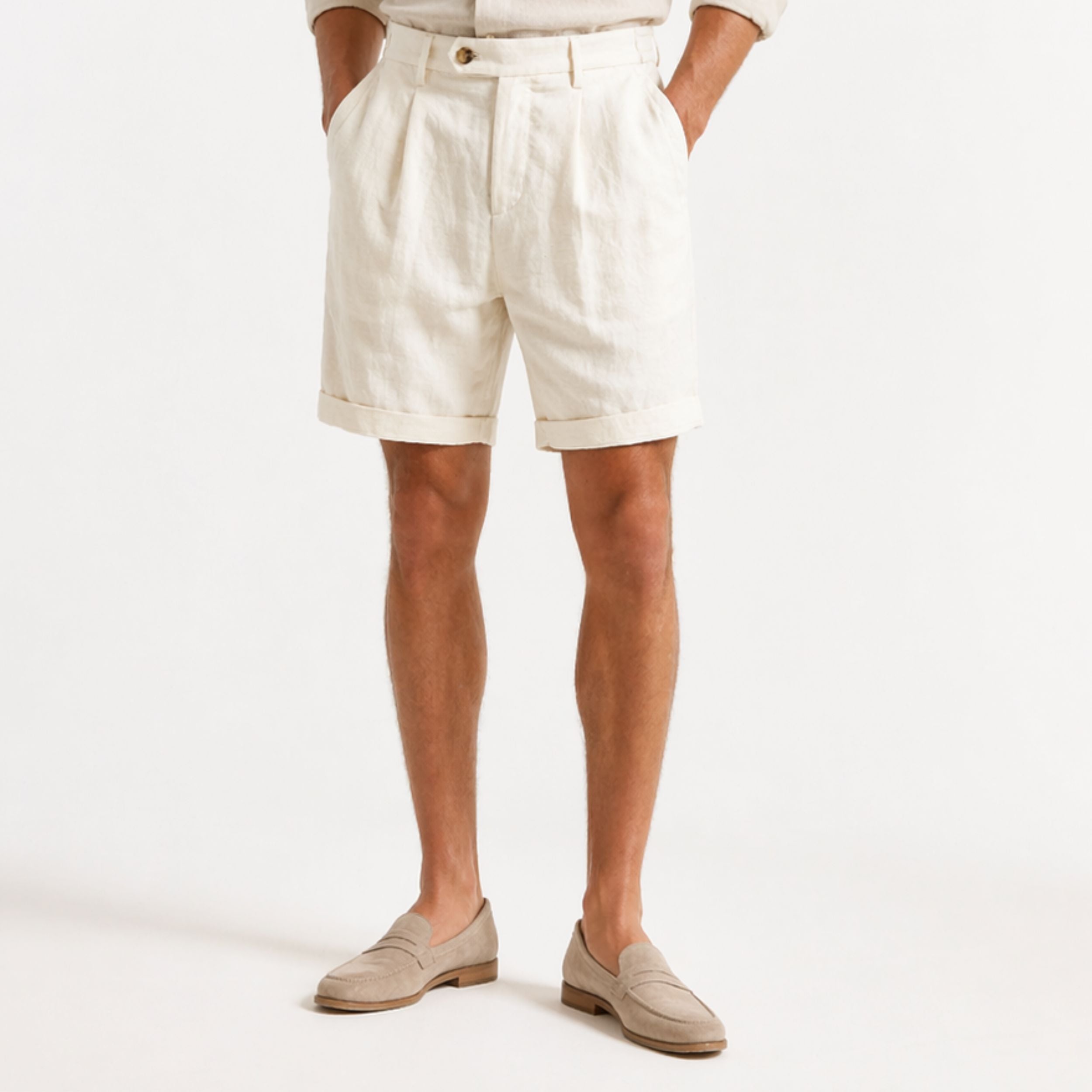 Men's Lyocell Cotton Tailored Shorts - Classic Summer Style for Casual Wear