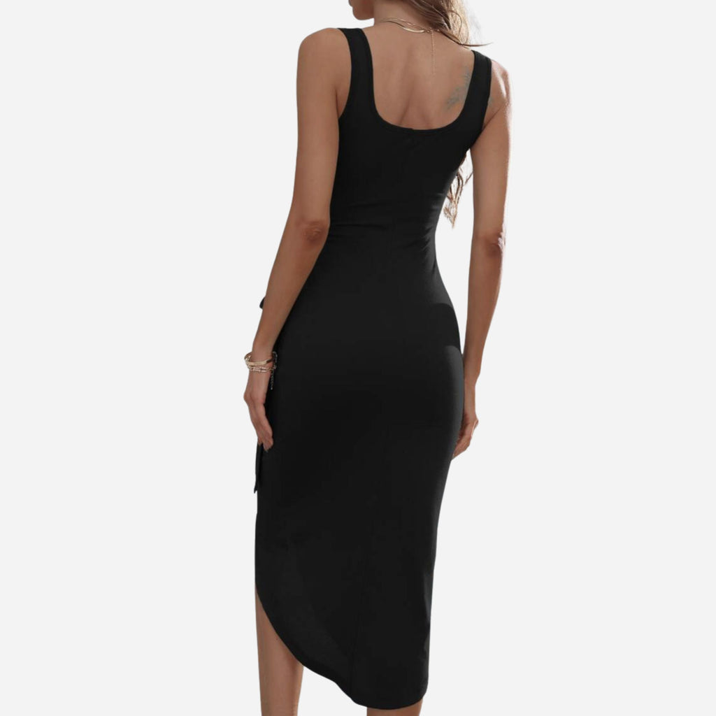 Women's Tie-Side Maxi Dress - Elegant Flowing Style for Casual Wear