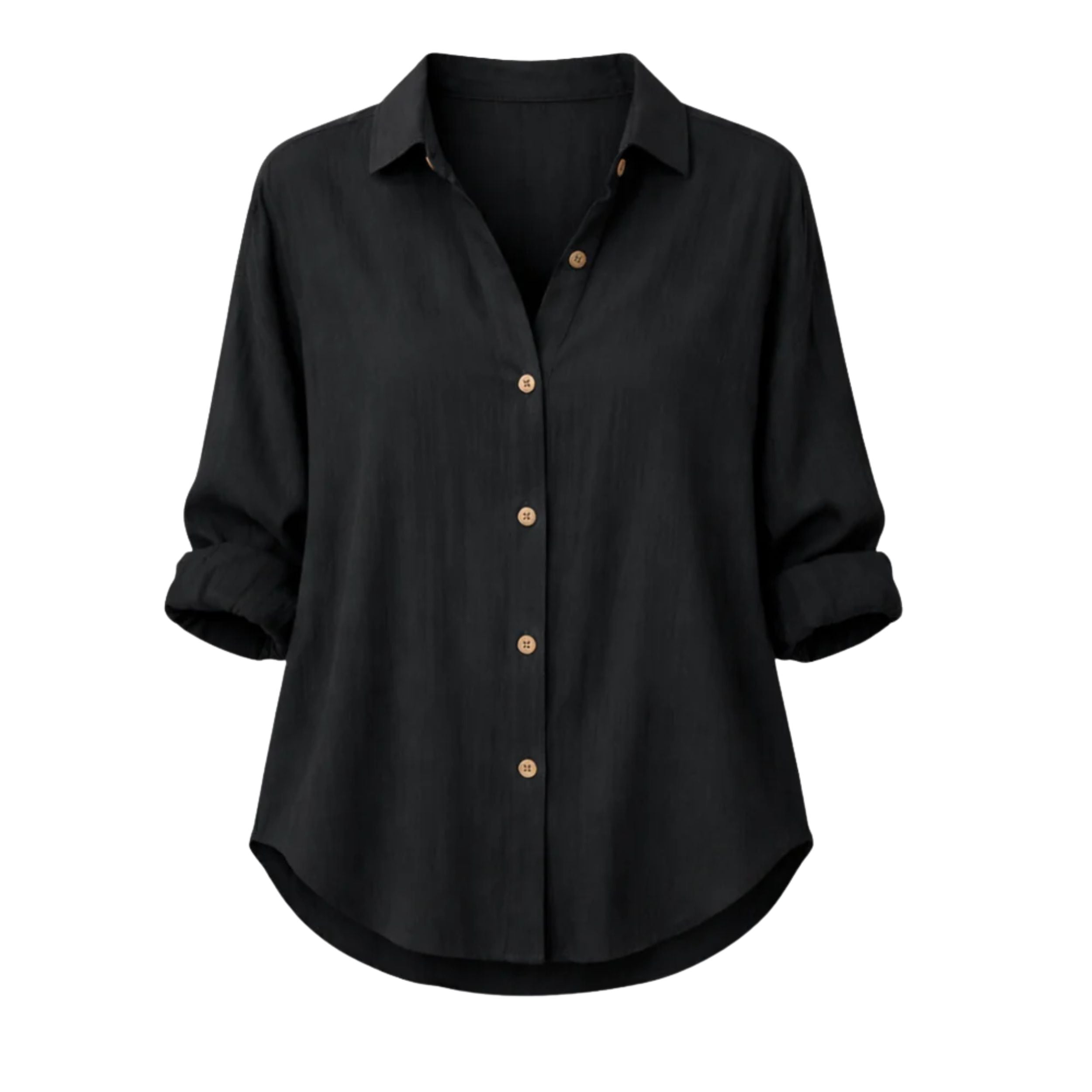 Lightweight Women's Summer Blouse - Rolled Sleeve Design for Casual Wear