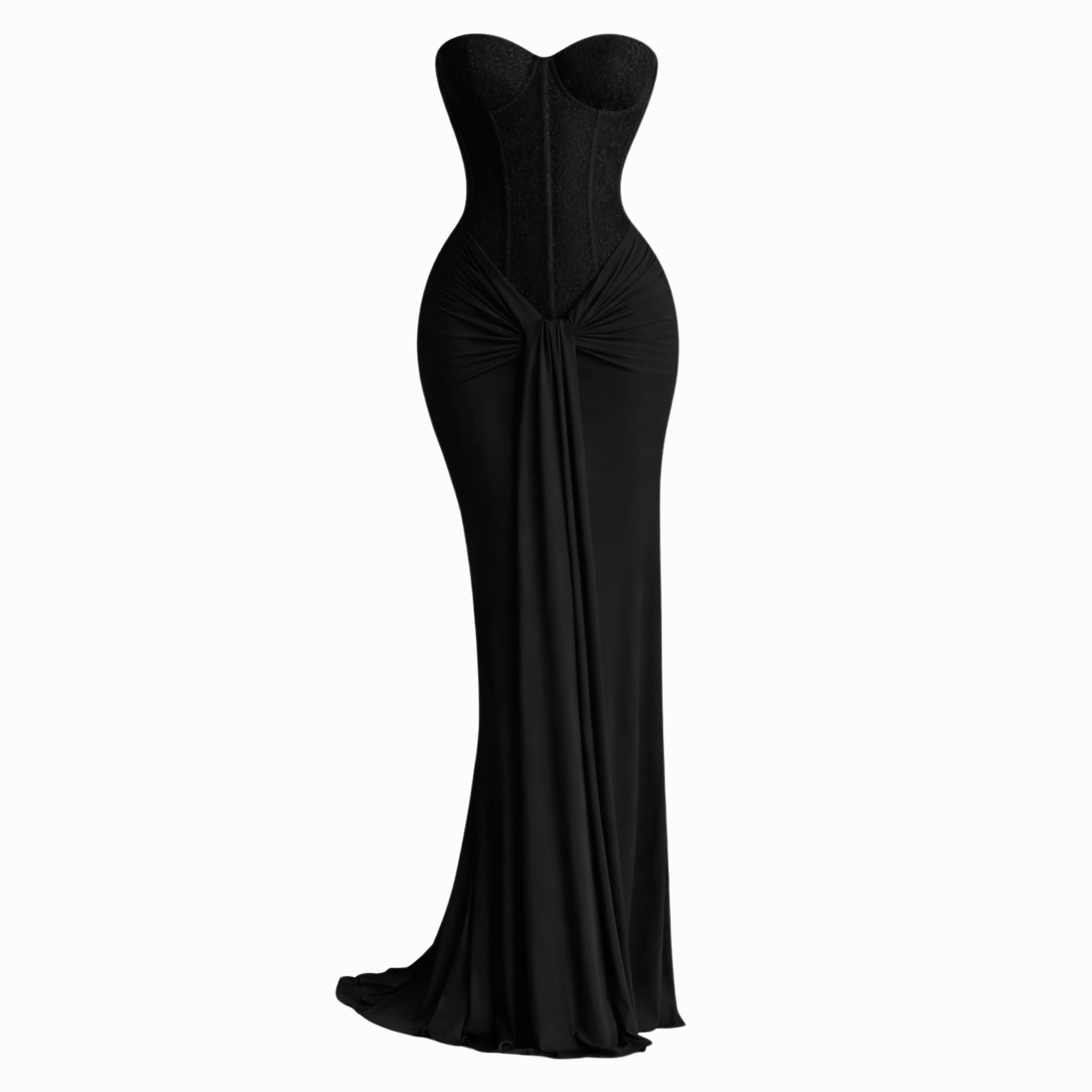 Strapless Ribbon Waist Evening Dress | Elegant Long Gown for Women