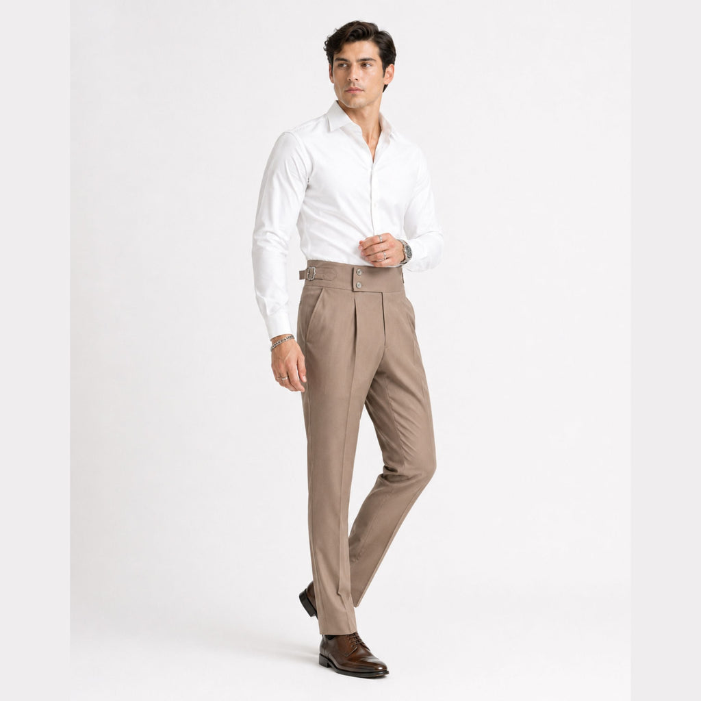 Men's Relaxed-Fit Double-Button Trousers - Classic Style for Casual Wear