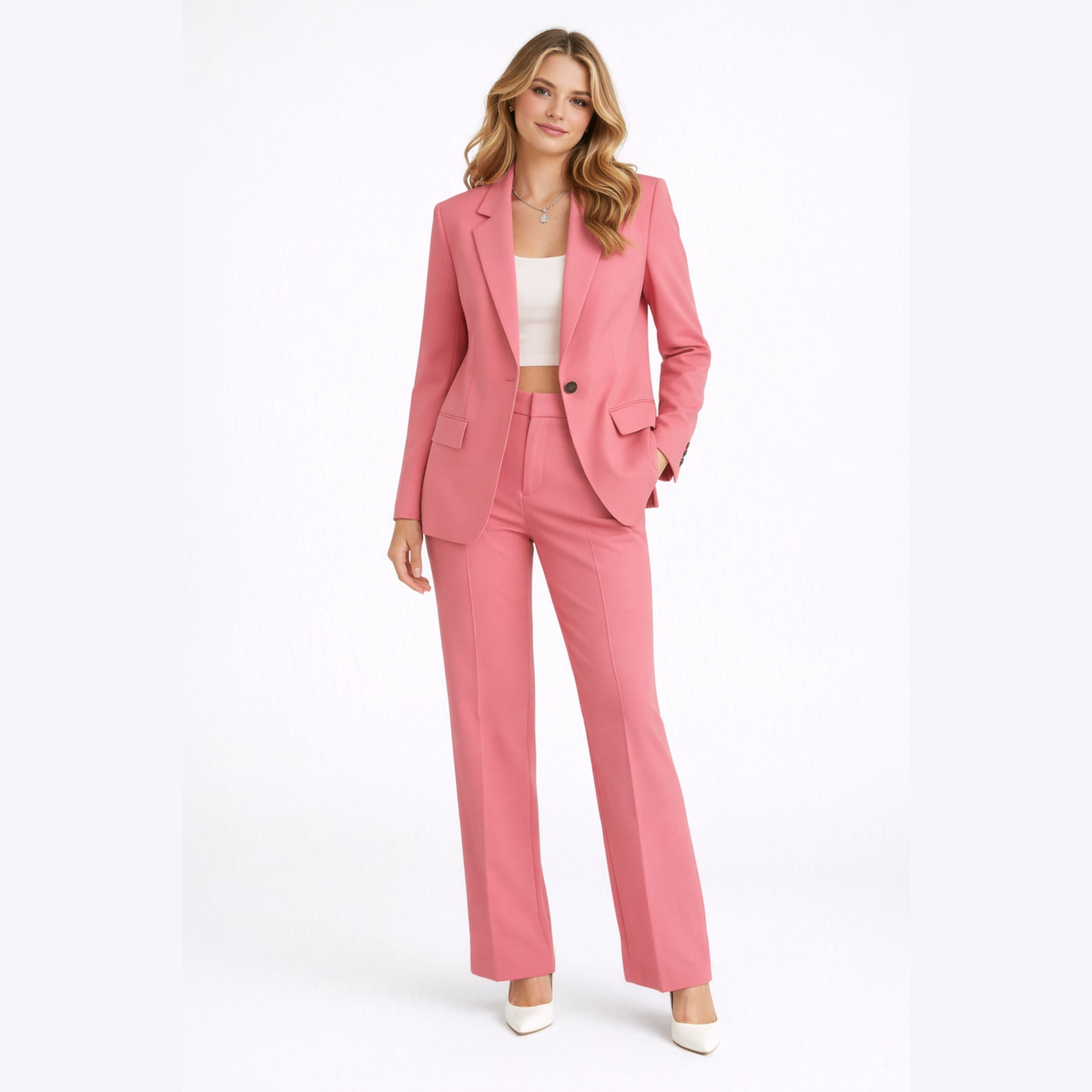 Chic Women's Tailored Blazer and Trousers Suit Set for Office Wear