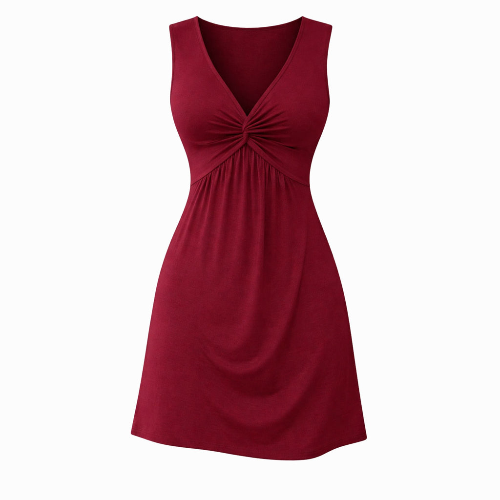 Twist Pattern Sleeveless Short Dress | Casual Summer Style for Women