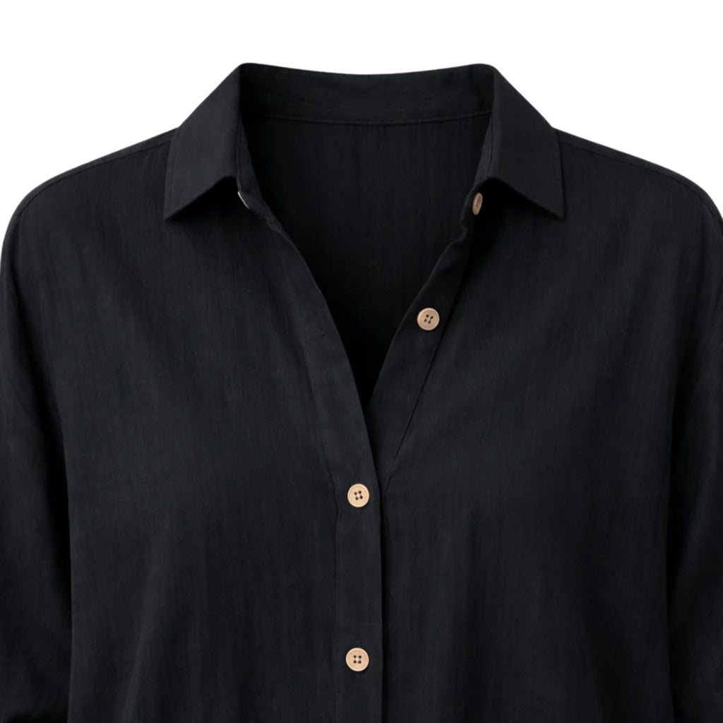 Lightweight Women's Summer Blouse - Rolled Sleeve Design for Casual Wear