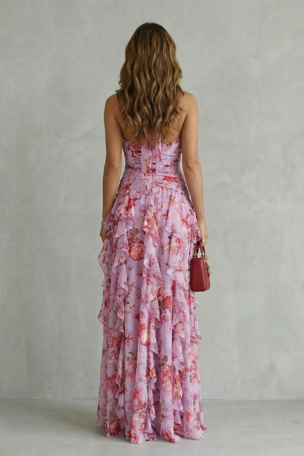 Rose Cascade Halter Maxi Dress - Romantic Floral Design for Special Occasions