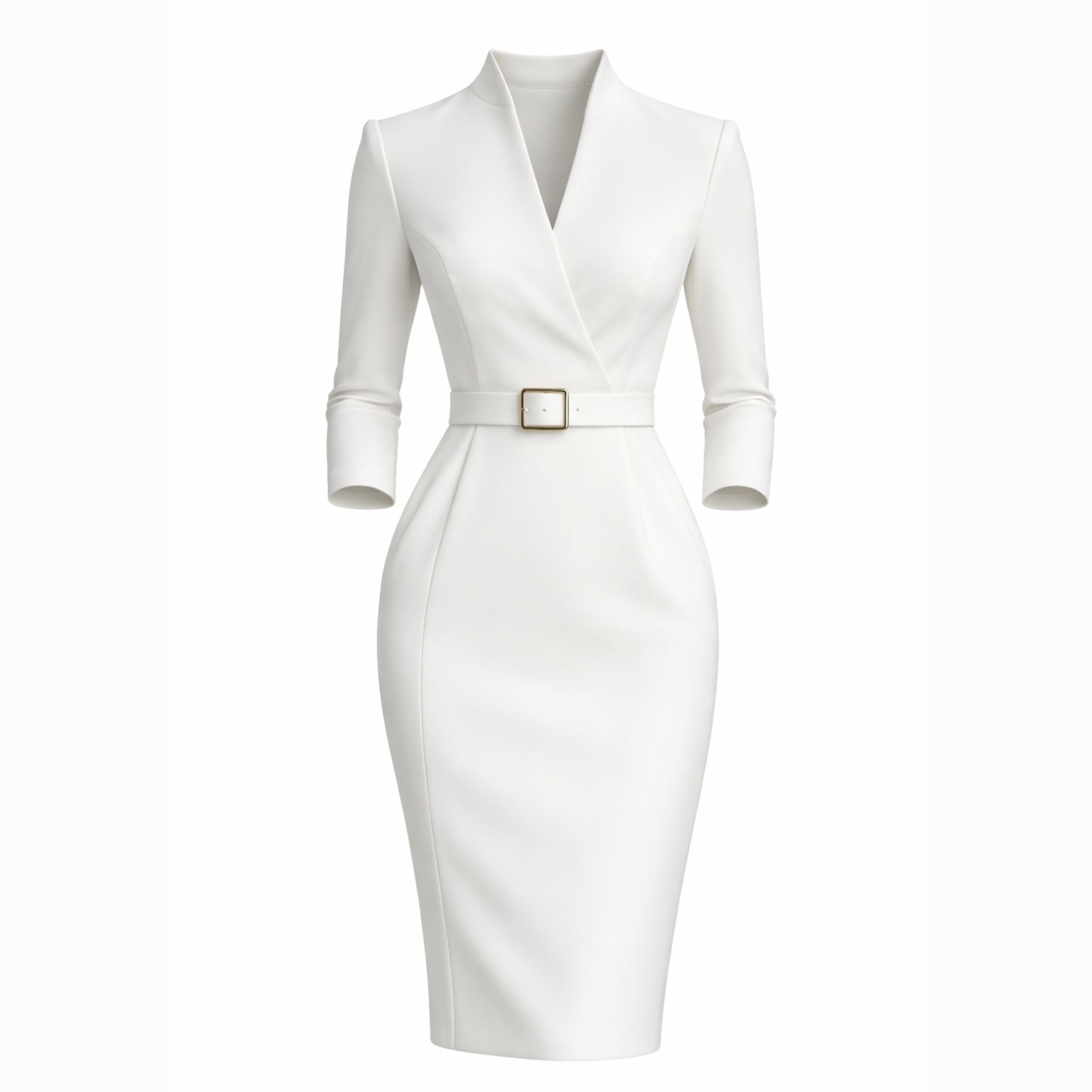 Belted Sheath Dress for Women – Elegant Structured Design for Formal Events