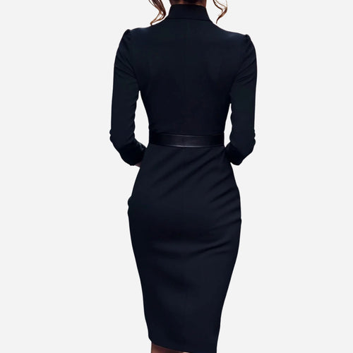 Belted Sheath Dress for Women – Elegant Structured Design for Formal Events