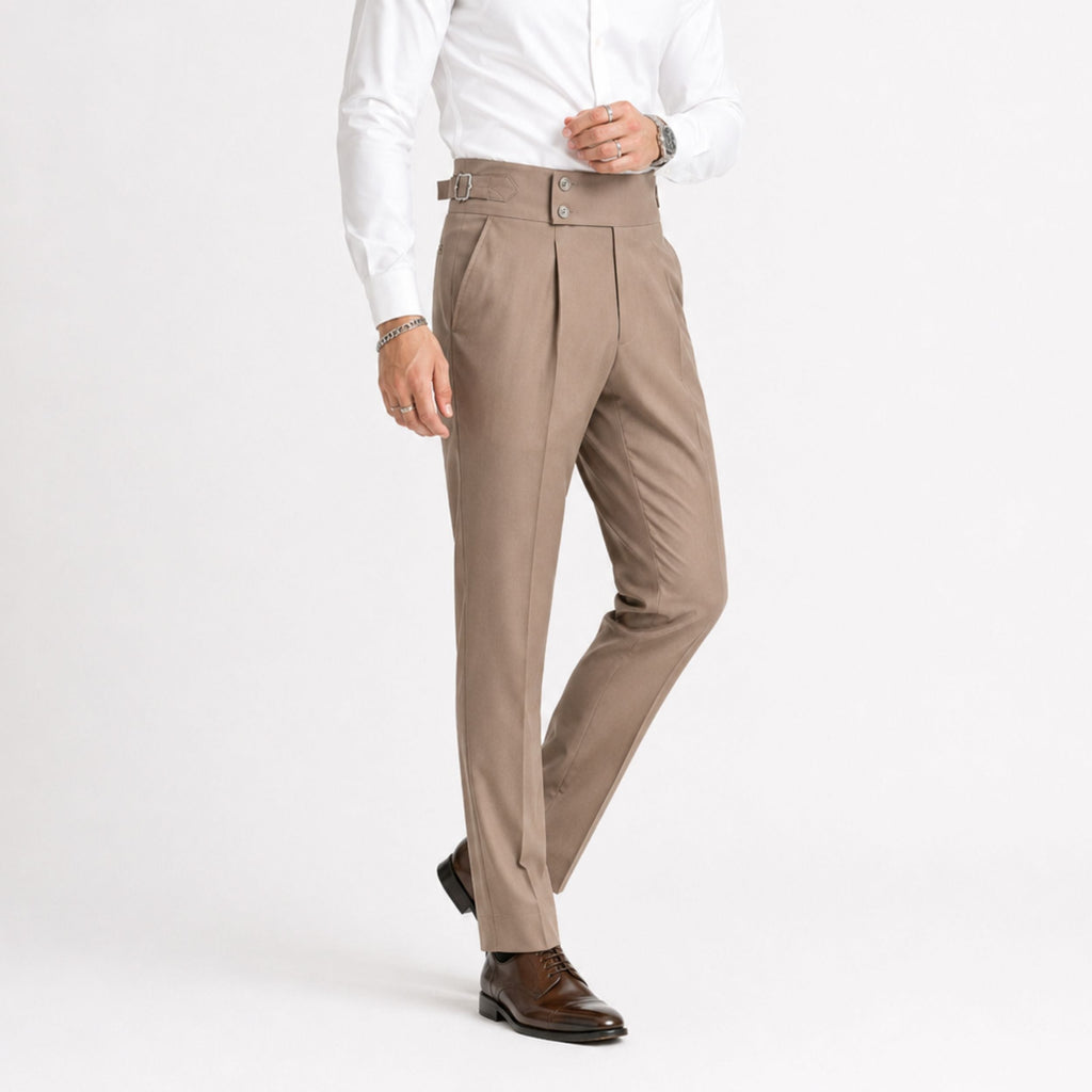 Men's Relaxed-Fit Double-Button Trousers - Classic Style for Casual Wear