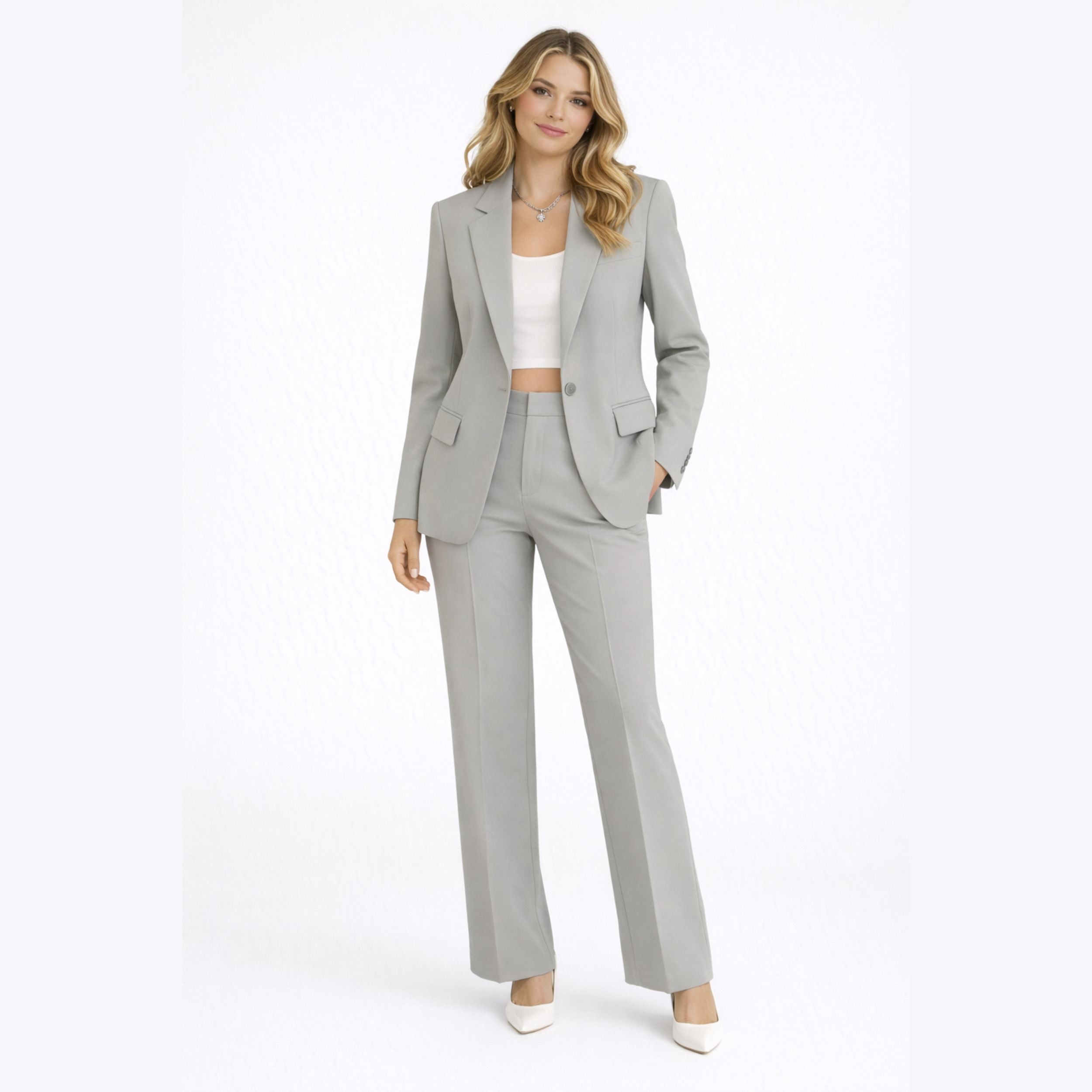 Chic Women's Tailored Blazer and Trousers Suit Set for Office Wear