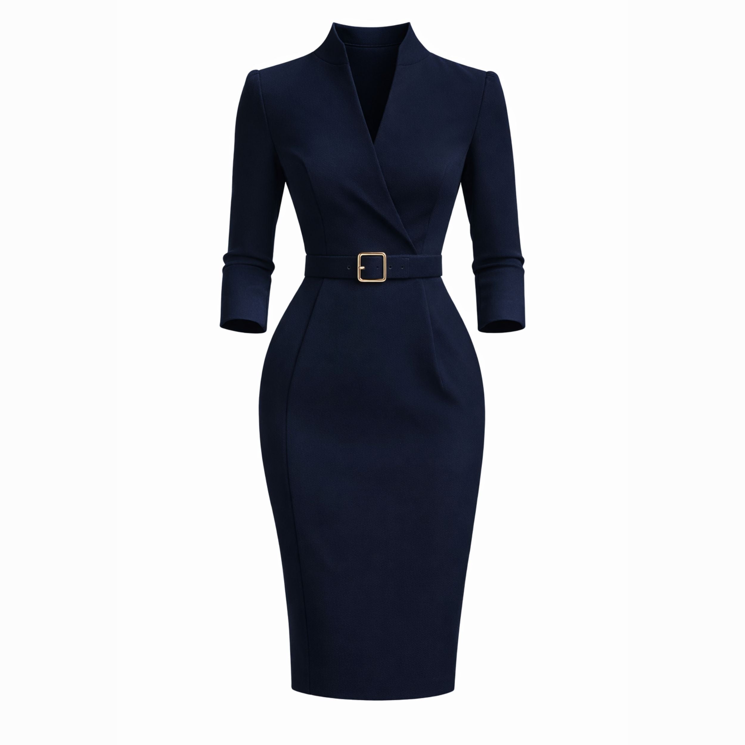 Belted Sheath Dress for Women – Elegant Structured Design for Formal Events
