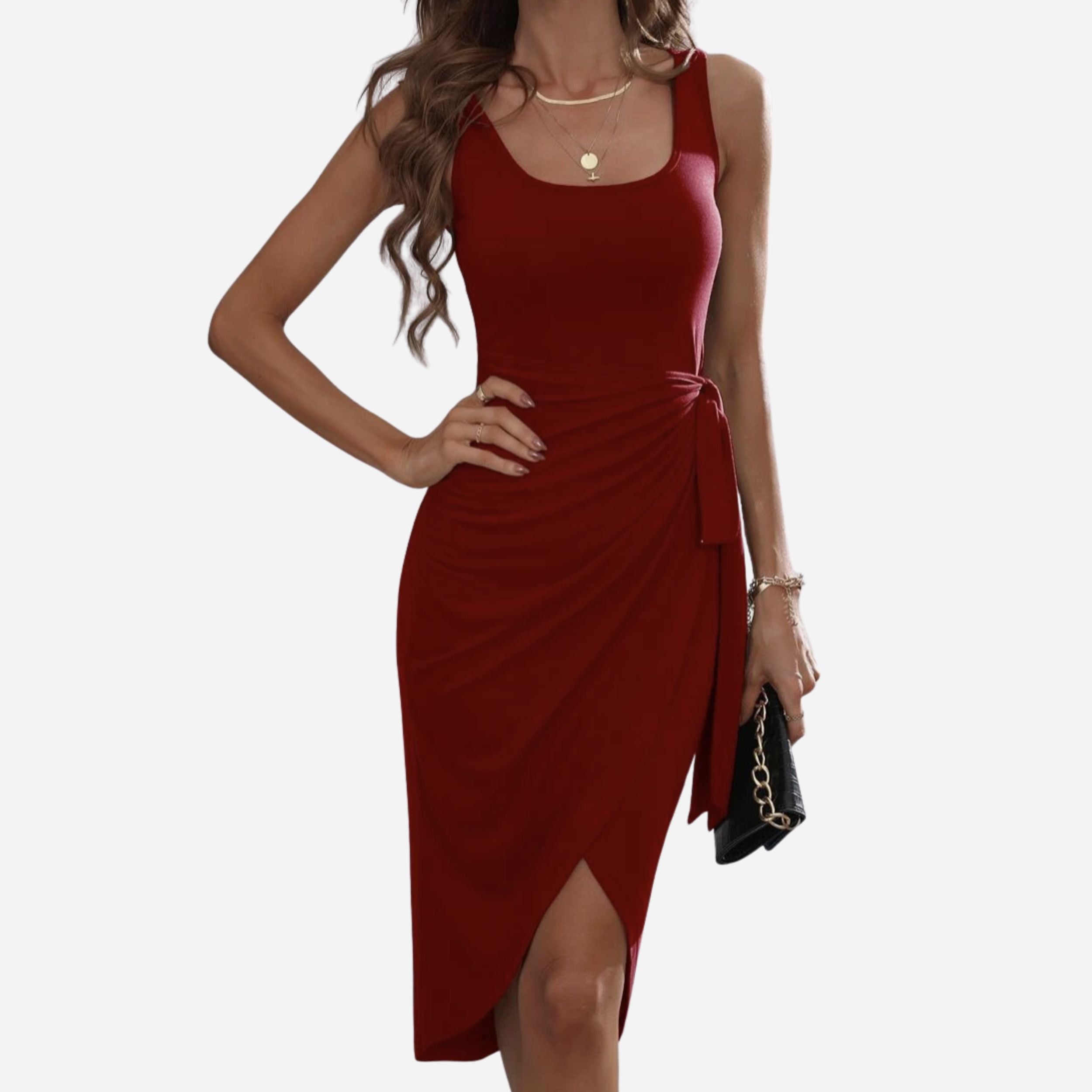 Women's Tie-Side Maxi Dress - Elegant Flowing Style for Casual Wear