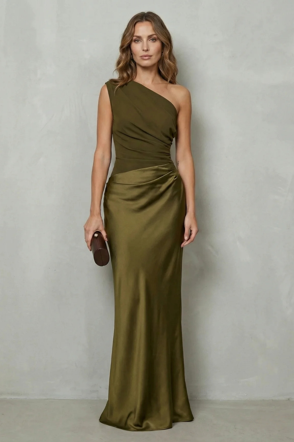 Asymmetric Satin Evening Gown with Drape Detail for Formal Events