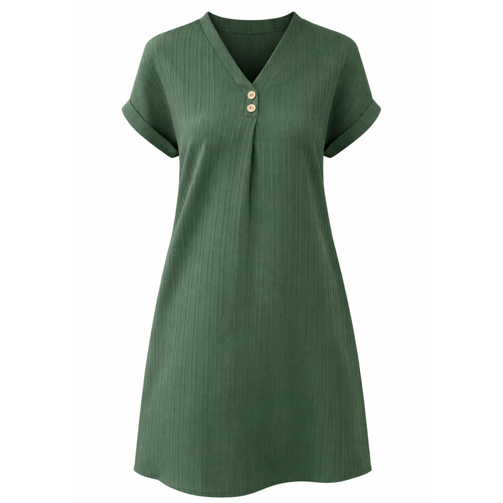 V-Neck Short Sleeve Dress for Women | Relaxed Fit | Summer Casual Wear