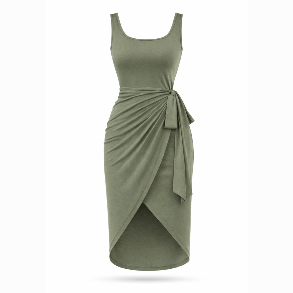 Women's Tie-Side Maxi Dress - Elegant Flowing Style for Casual Wear
