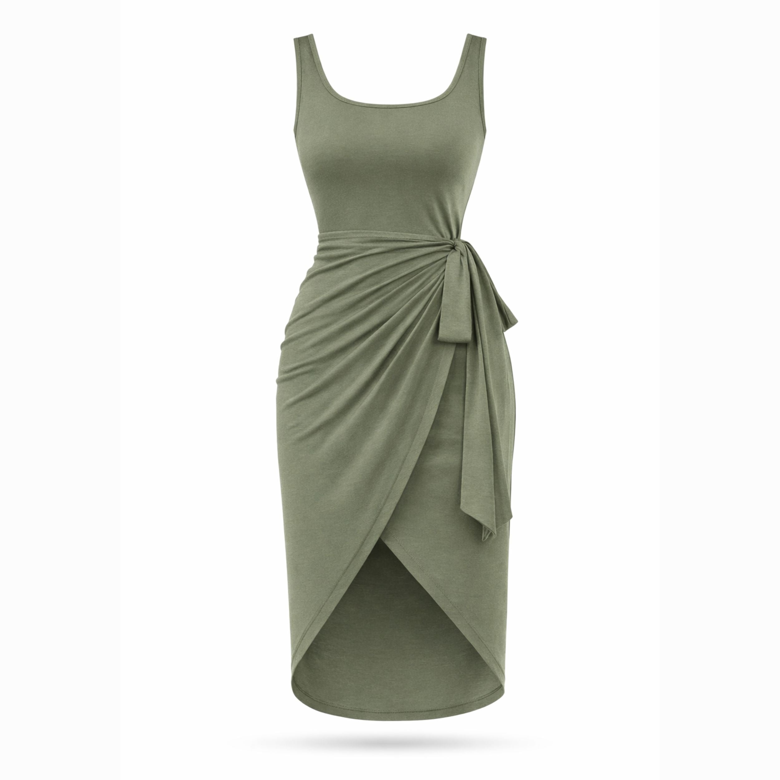 Women's Tie-Side Maxi Dress - Elegant Flowing Style for Casual Wear