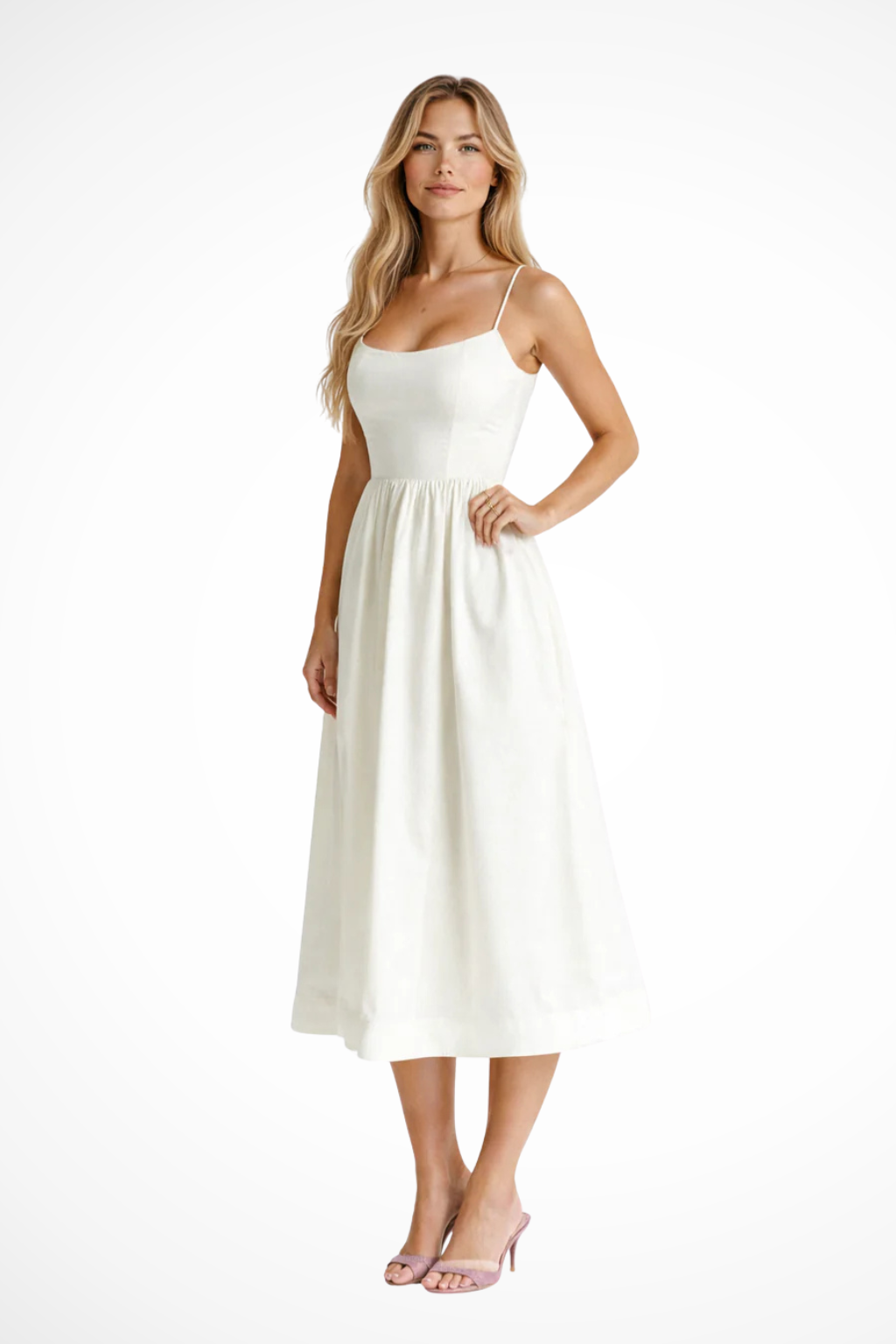 A-Line Midi Dress for Women | Ascot Style | Elegant Wedding Guest Attire | Lightweight Fabric
