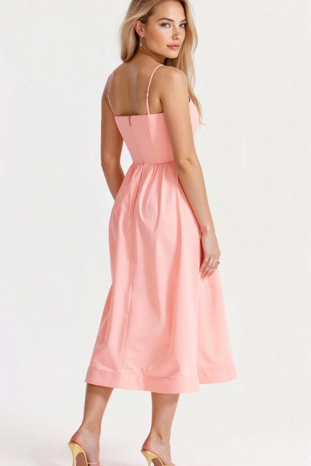 A-Line Midi Dress for Women | Ascot Style | Elegant Wedding Guest Attire | Lightweight Fabric
