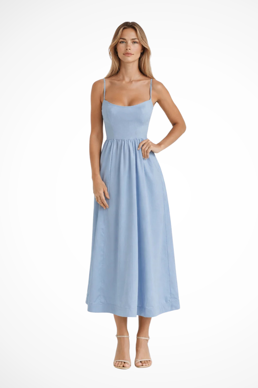 A-Line Midi Dress for Women | Ascot Style | Elegant Wedding Guest Attire | Lightweight Fabric
