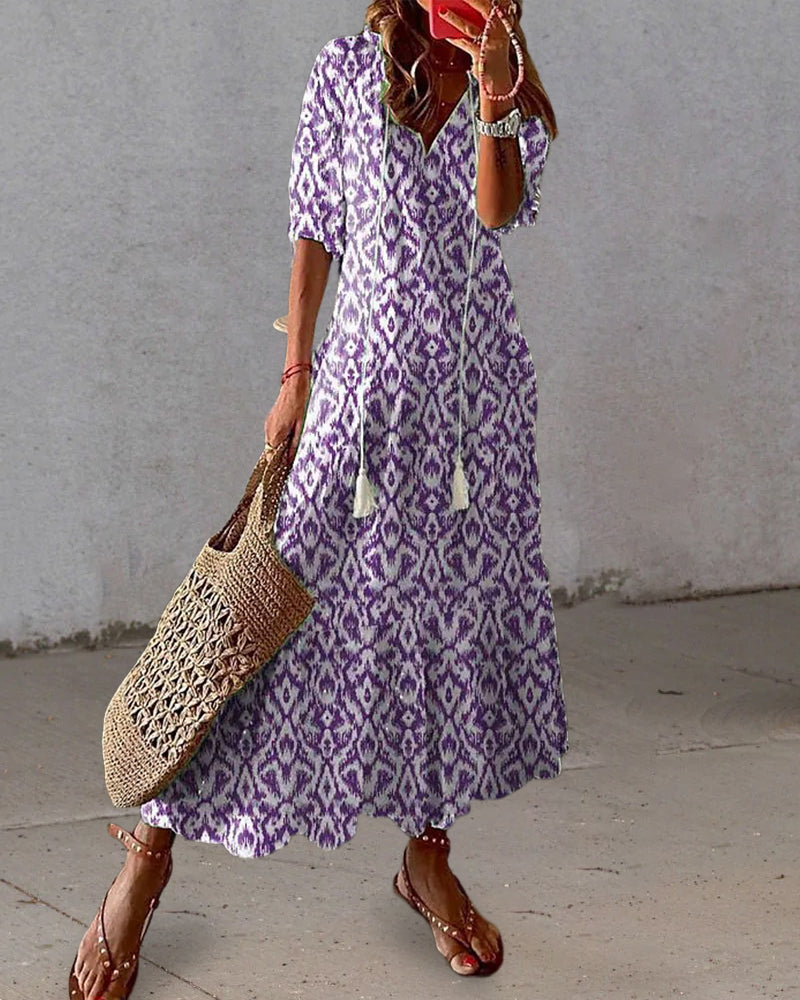Boho Maxi Beach Dress for Women | Lightweight Cotton Fabric | Perfect for Summer Vacations and Casual Outings