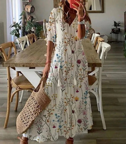 Boho Maxi Beach Dress for Women | Lightweight Cotton Fabric | Perfect for Summer Vacations and Casual Outings