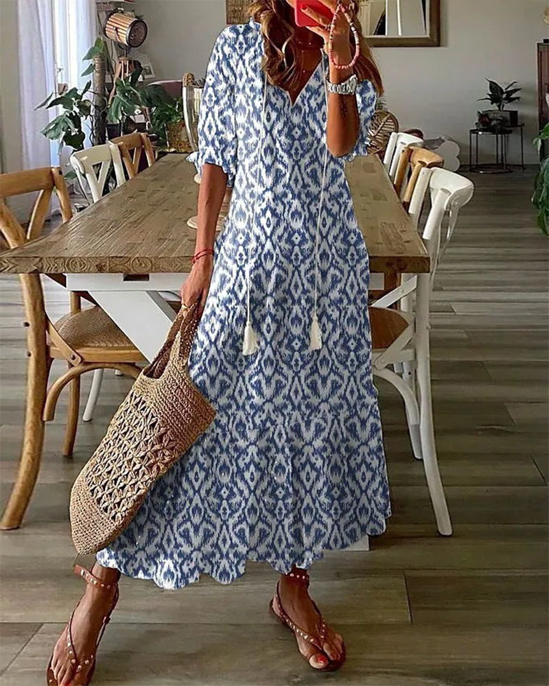 Boho Maxi Beach Dress for Women | Lightweight Cotton Fabric | Perfect for Summer Vacations and Casual Outings