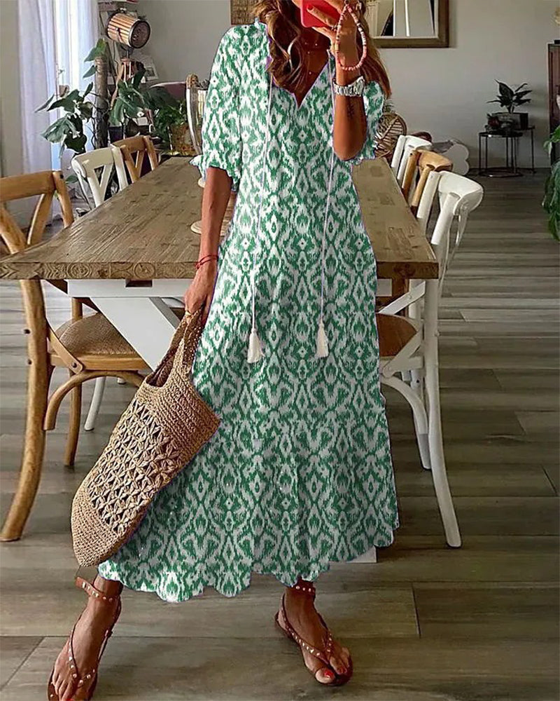 Boho Maxi Beach Dress for Women | Lightweight Cotton Fabric | Perfect for Summer Vacations and Casual Outings