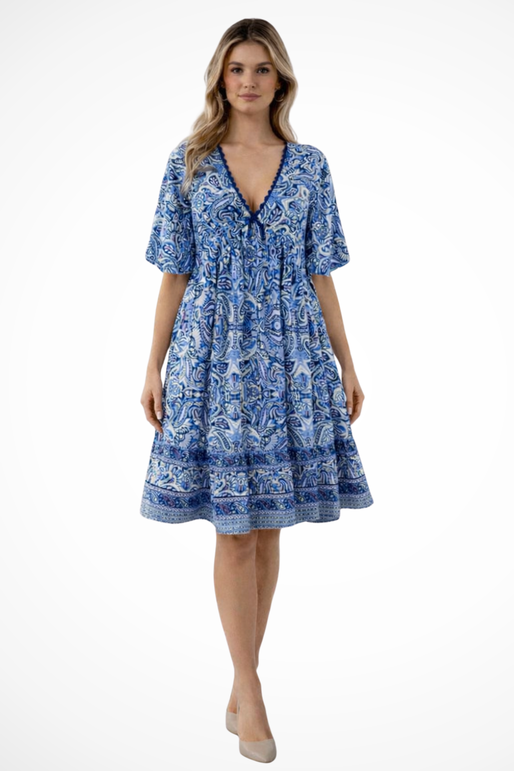 Boho V Neck Midi Dress for Women | Lightweight Summer Beachwear | Perfect for Casual Outings and Vacations