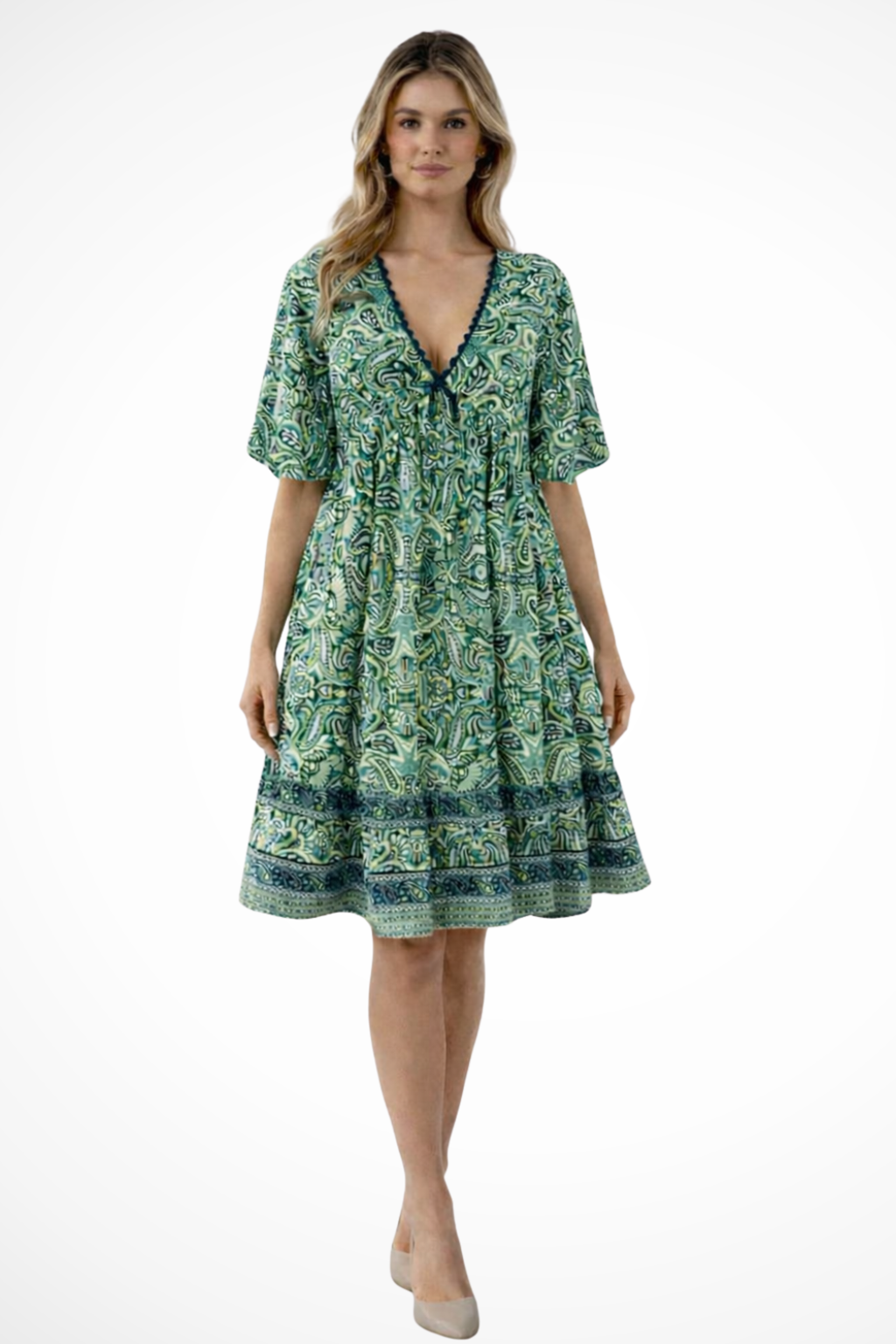 Boho V Neck Midi Dress for Women | Lightweight Summer Beachwear | Perfect for Casual Outings and Vacations
