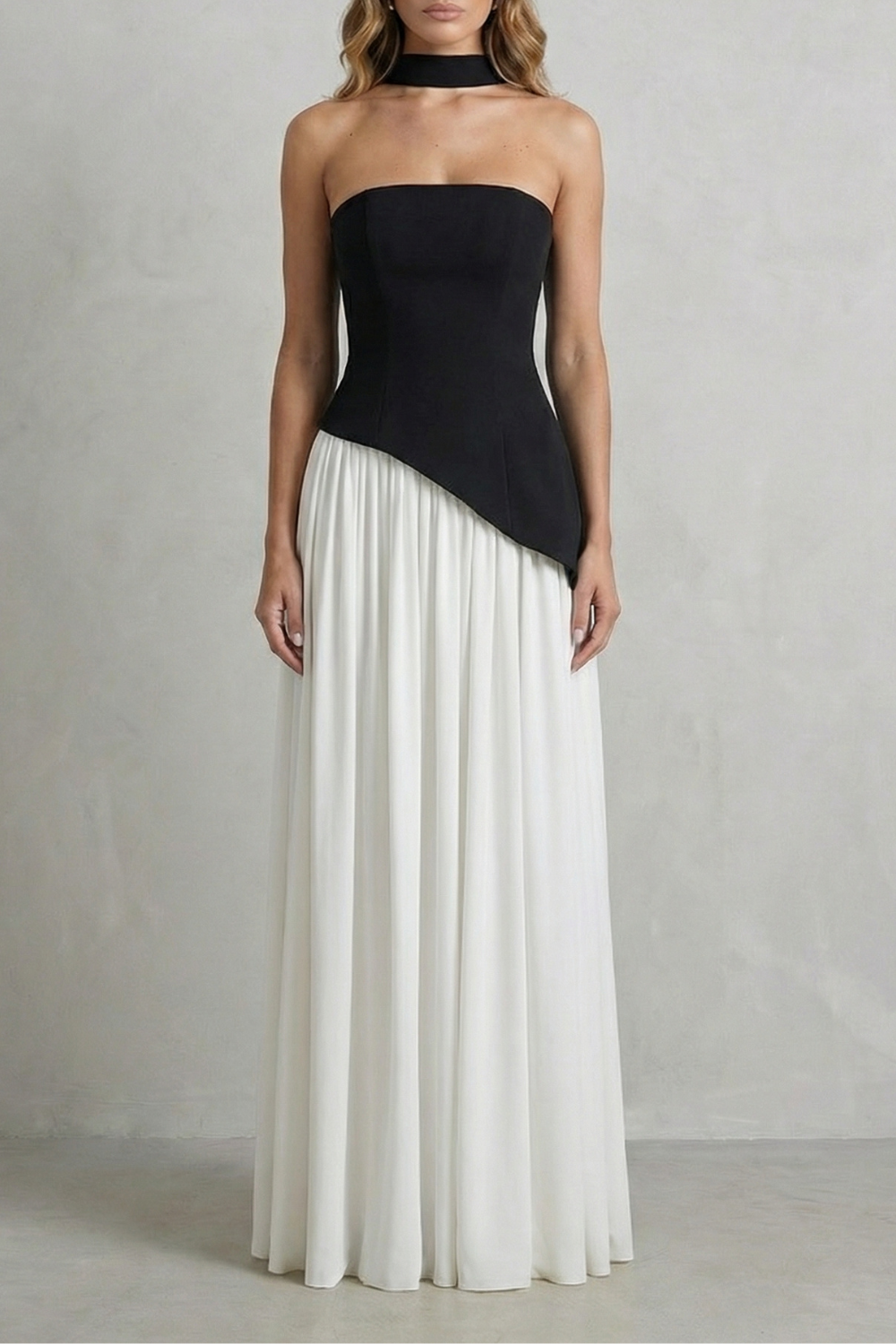Sculpted Draped Slit Strapless Maxi Dress for Evening Events