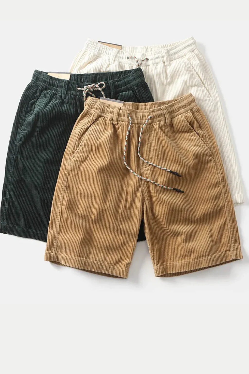 Elasticated Drawstring Waist Wide Wale Corduroy Casual Shorts for Men - Comfortable and Versatile Summer Wear