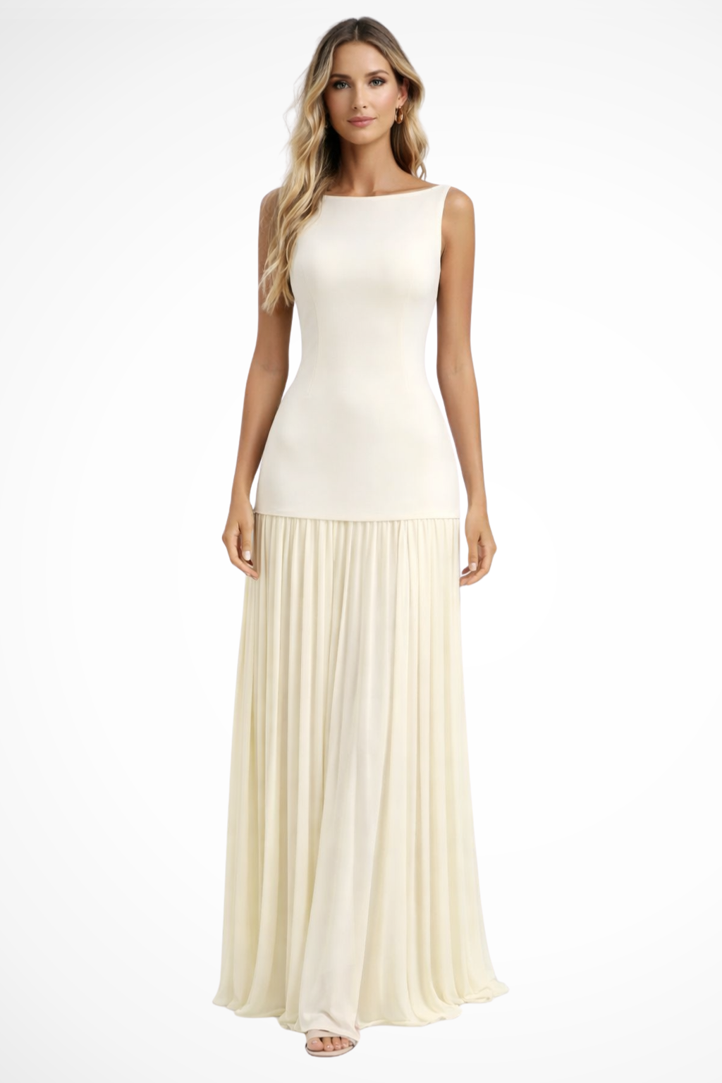Elegant Pleated Maxi Dress for Women | Formal Evening Wear | Lightweight Fabric | Perfect for Weddings and Special Occasions