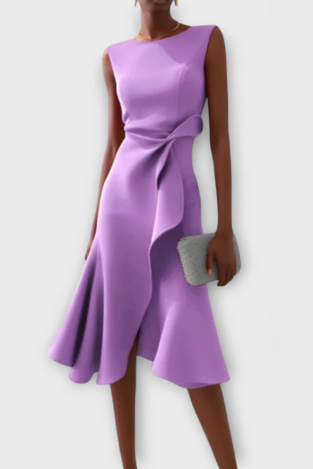 Elegant Pleated Midi Summer Dress for Women with Waist Tie - Lightweight Fabric, Perfect for Casual Outings and Events