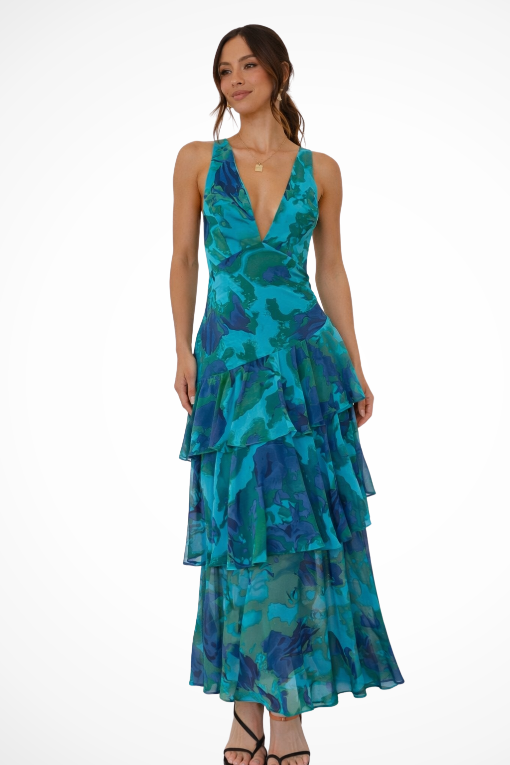 Elegant Spring Maxi Dress for Women | Layered Skirt Design | Perfect for Casual or Formal Occasions