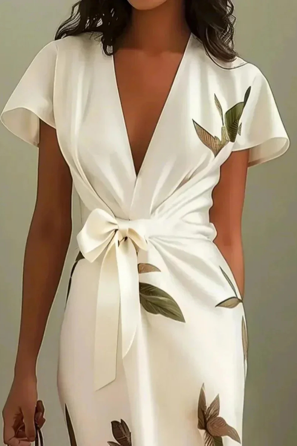 Elegant Wrap Midi Summer Dress for Women - Lightweight Fabric, Perfect for Casual Outings and Special Occasions