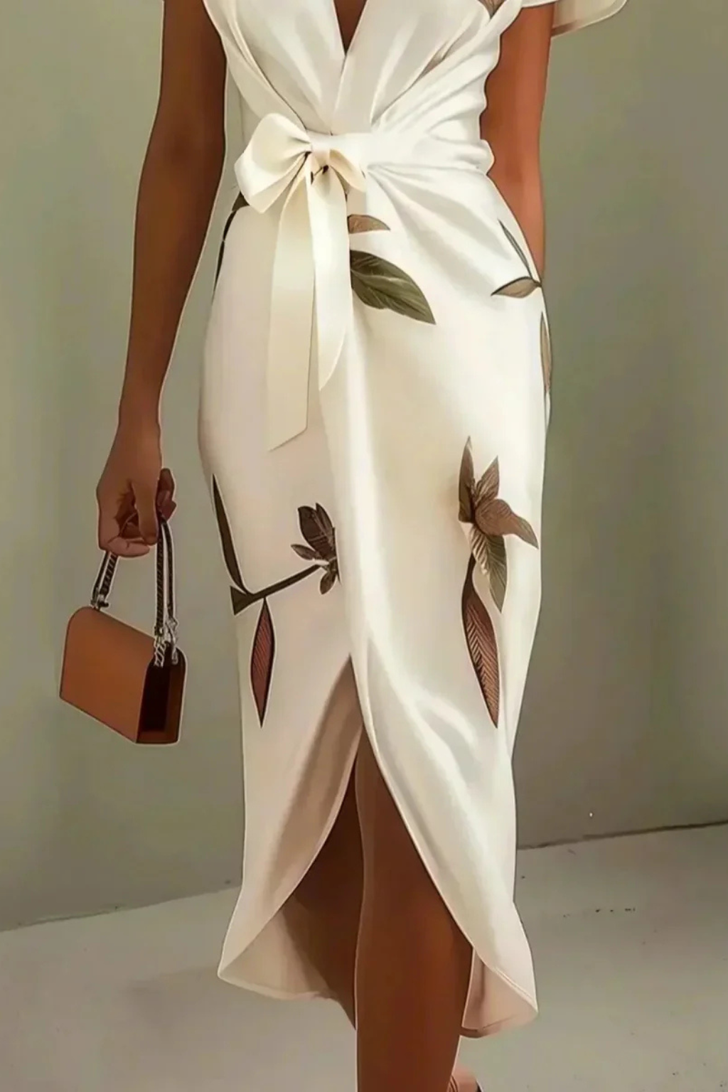 Elegant Wrap Midi Summer Dress for Women - Lightweight Fabric, Perfect for Casual Outings and Special Occasions