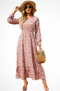 Floral Long Sleeve Maxi Dress for Women | Boho Summer Midi Style | Lightweight Fabric | Perfect for Casual Outings