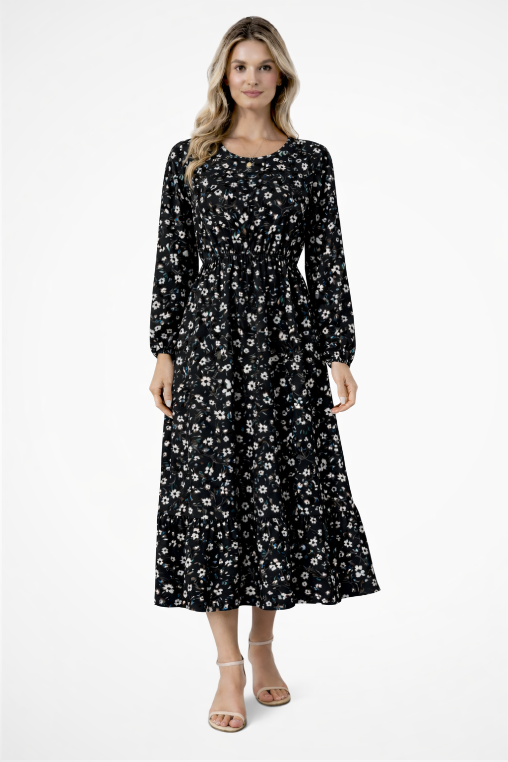Floral Long Sleeve Maxi Dress for Women | Boho Summer Style | Lightweight Fabric | Perfect for Casual Outings