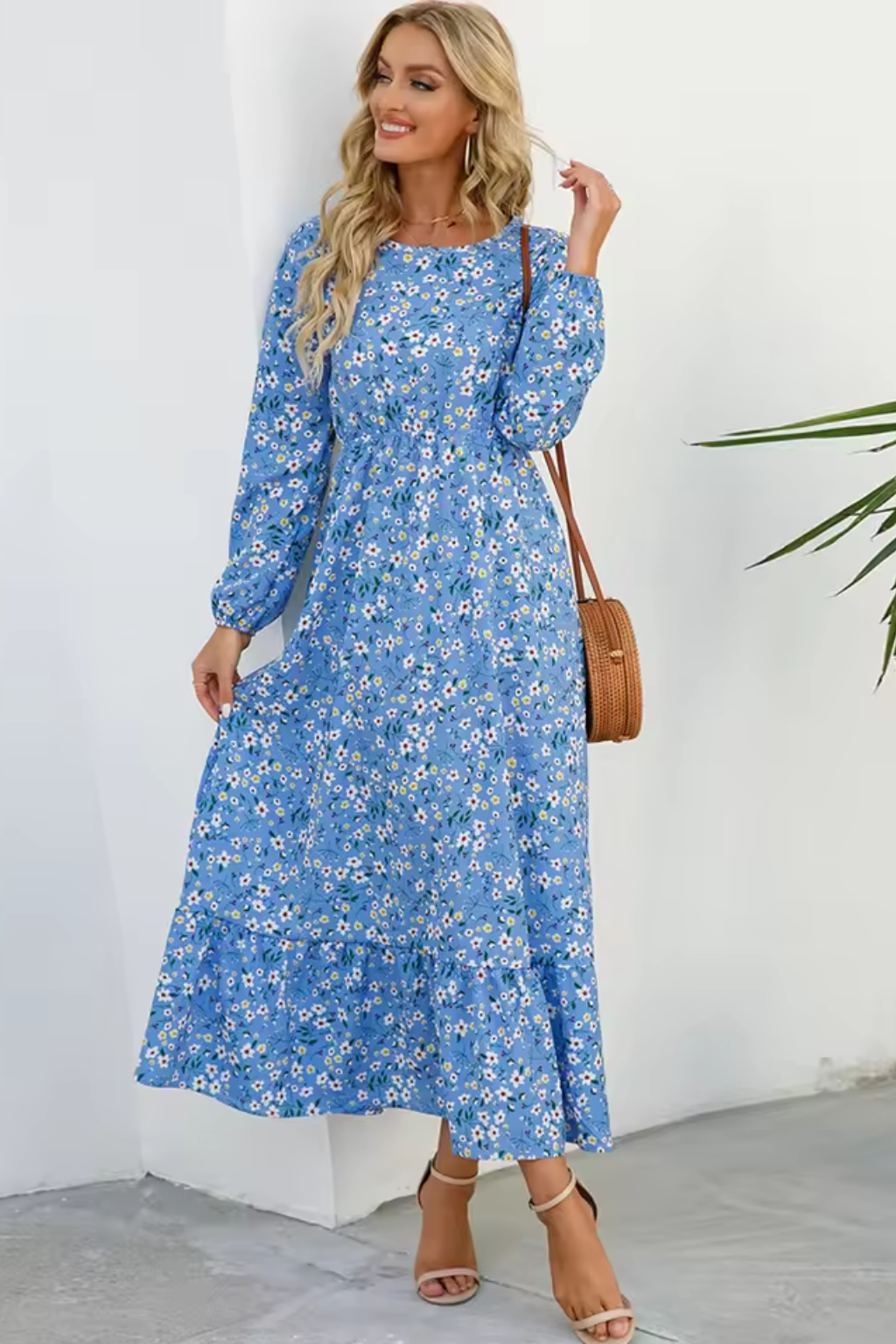 Floral Long Sleeve Maxi Dress for Women | Boho Summer Style | Lightweight Fabric | Perfect for Casual Outings