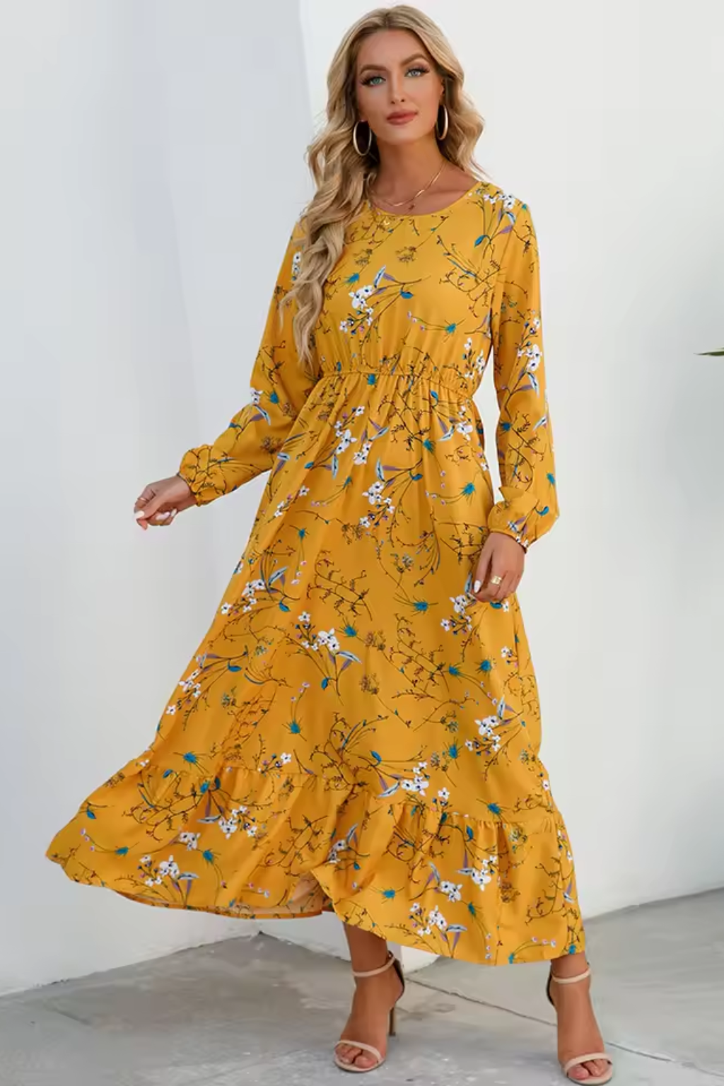 Floral Long Sleeve Maxi Dress for Women | Boho Summer Style | Lightweight Fabric | Perfect for Casual Outings