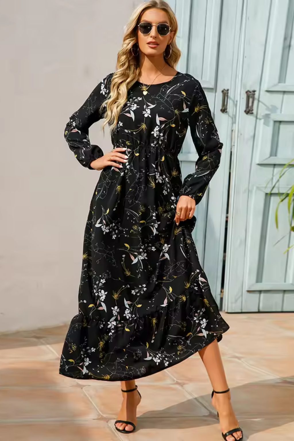 Floral Long Sleeve Maxi Dress for Women | Boho Summer Style | Lightweight Fabric | Perfect for Casual Outings
