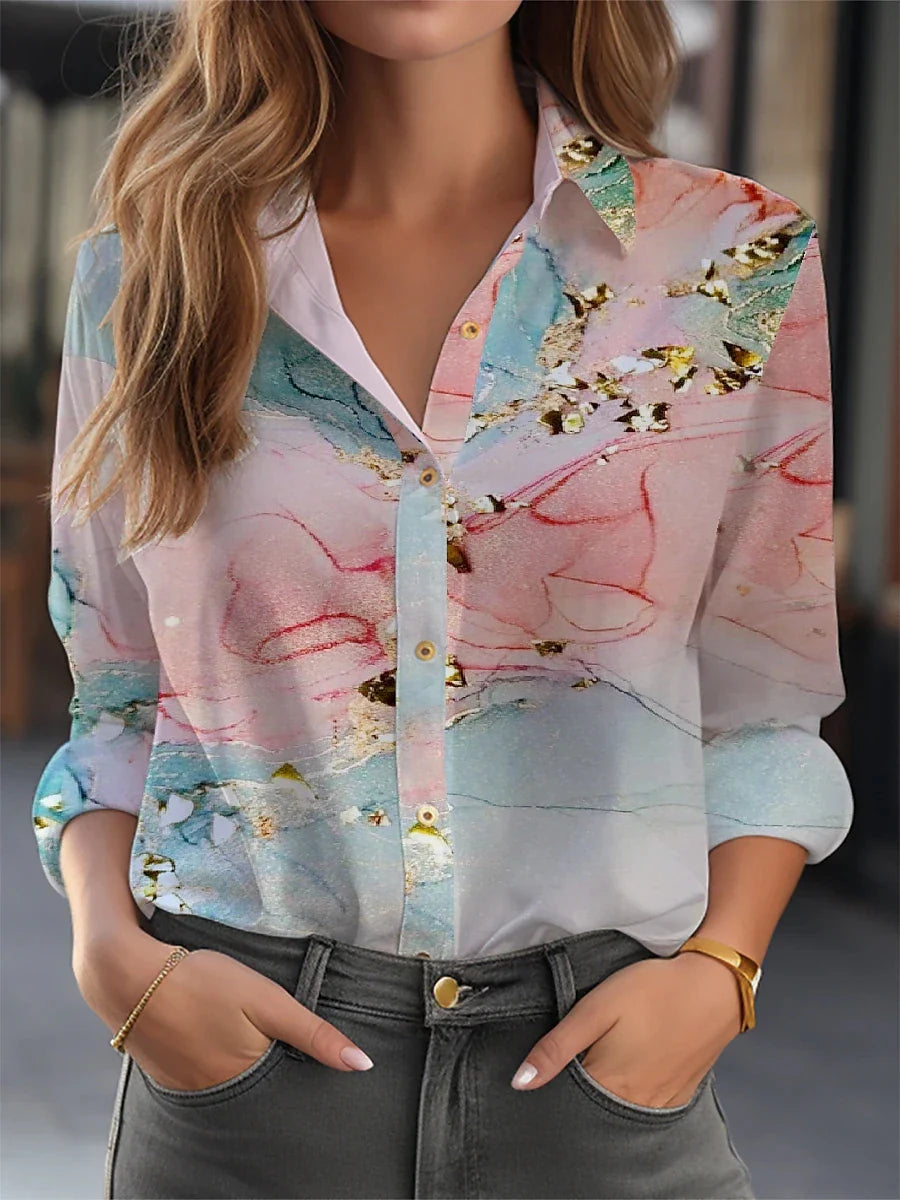 Floral Print Long Sleeve Blouse for Women | Button Down Design | Casual Wear Top