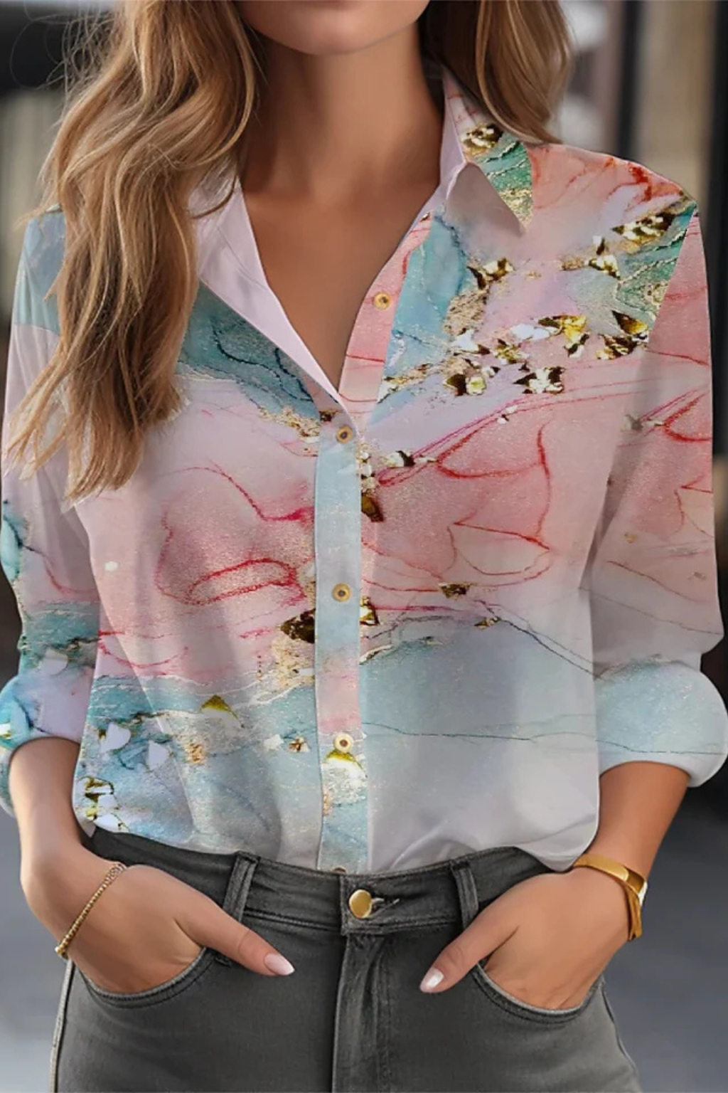 Floral Print Long Sleeve Blouse for Women | Button Down Design | Casual Wear Top