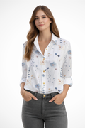 Floral Print Long Sleeve Blouse for Women | Button Down Design | Casual Wear Top