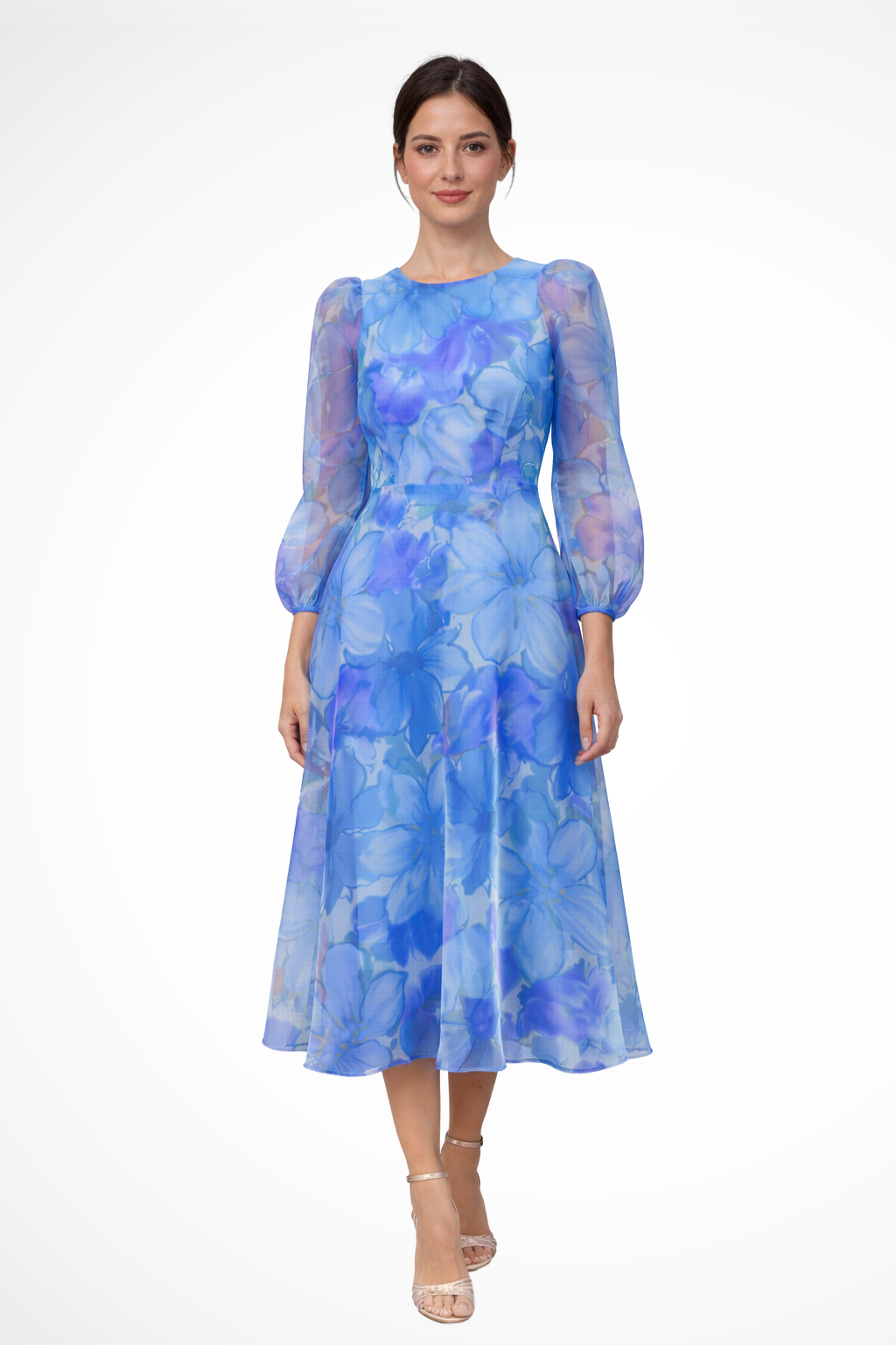 Floral Print Long Sleeve Midi Dress for Women | Elegant Wedding Guest Attire | Comfortable and Stylish Design