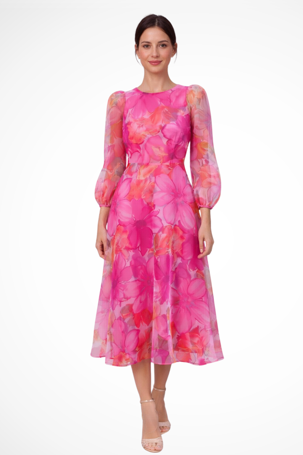 Floral Print Long Sleeve Midi Dress for Women | Elegant Wedding Guest Attire | Comfortable and Stylish Design