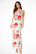 Floral Spaghetti Strap Maxi Dress | Lightweight Summer Wedding Gown for Women | Elegant Floral Print Design